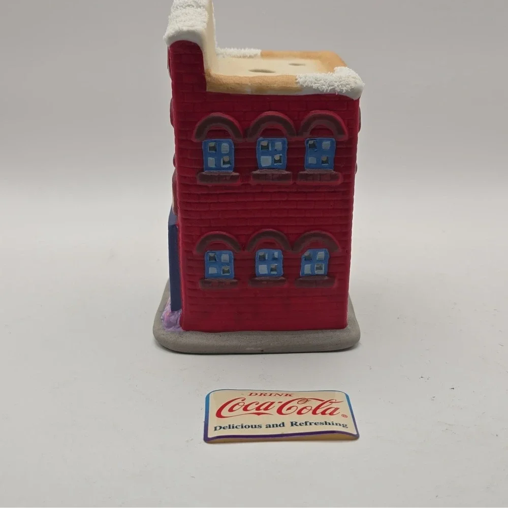 Coca-Cola Ceramic Painted Candle House w/ Votive, Red Advertising Building
